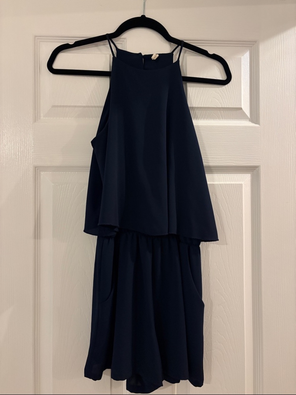TYCHE NAVY BLUE HALTER ROMPER